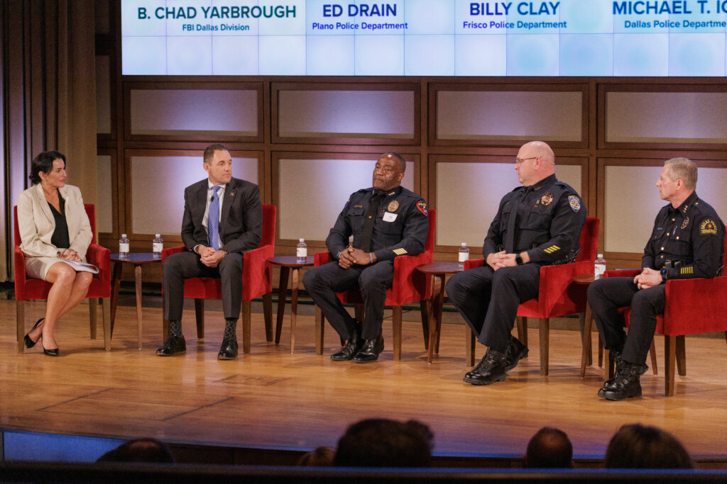 Representatives from the Dallas, Frisco, and Plano Police Departments and the Dallas FBI speak about public safety.